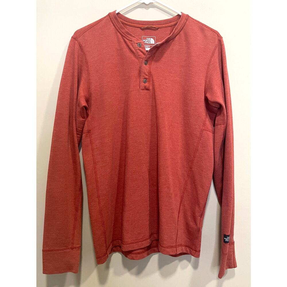 The North Face Long Sleeve Orange/Red T-Shirt Men's Size S Henley